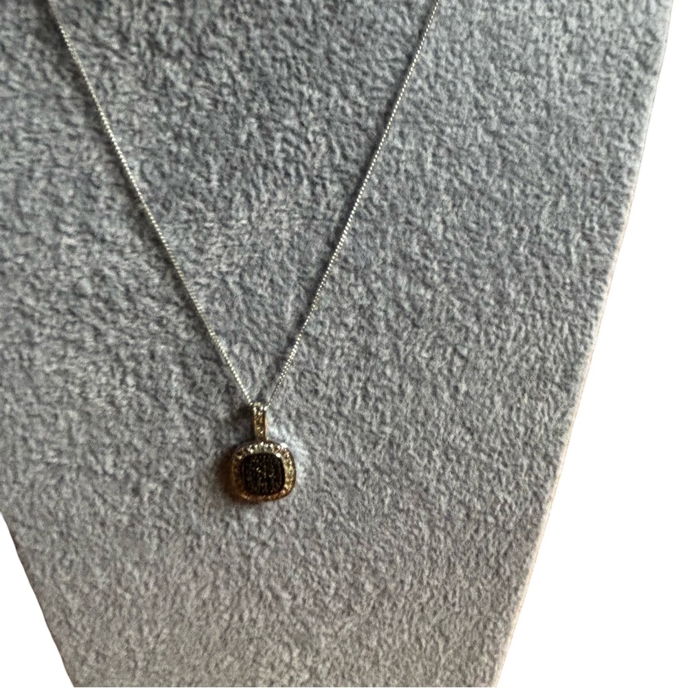 Source Unknown Silver and Black Pendant Necklace 925 set